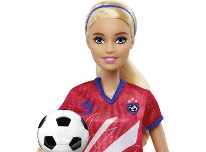 Mattel Barbie fotbalová panenka - Barbie v červeném dresu - Poškozený obal