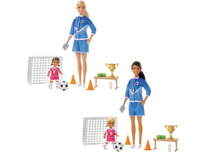Mattel Barbie fotbalová trenérka s panenkou herní set hnědovlasá trenérka