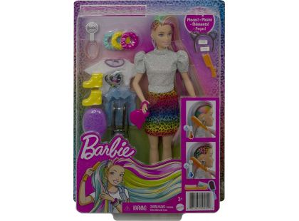 Mattel Barbie leopardí panenka s duhovými vlasy a doplňky