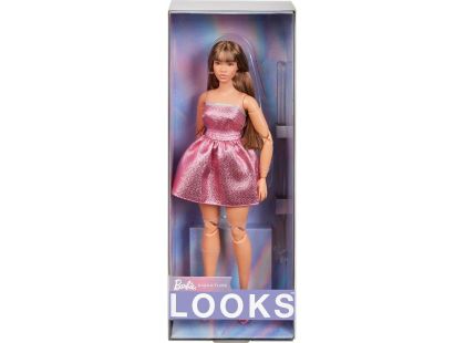 Mattel Barbie Looks brunetka v růžových mini šatech