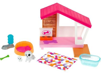 Mattel Barbie mini herní set s mazlíčkem bouda pro pejska GRG78