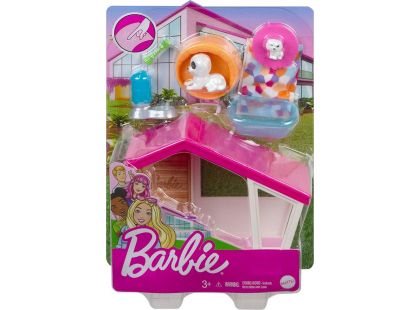Mattel Barbie mini herní set s mazlíčkem bouda pro pejska GRG78