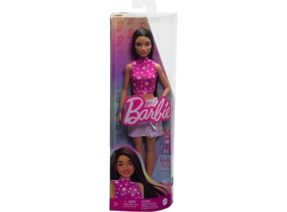 Mattel Barbie modelka - lesklá sukně a růžový top s hvězdami