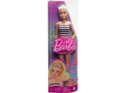 Mattel Barbie modelka - růžová sukně a pruhovaný top