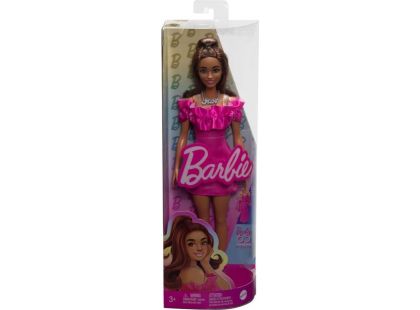 Mattel Barbie modelka - růžové šaty s volánky