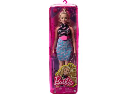 Mattel Barbie modelka černo-modré šaty s ledvinkou 29 cm