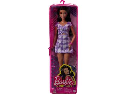 Mattel Barbie modelka fialkové kostkované šaty 29 cm