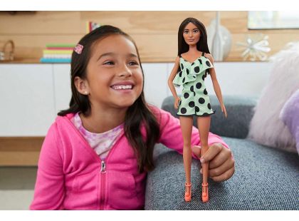 Mattel Barbie modelka limetkové šaty s puntíky 29 cm