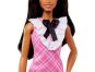 Mattel Barbie modelka růžové kostkované šaty 4