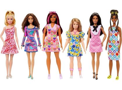 Mattel Barbie modelka šaty s modrými a žlutými květinami