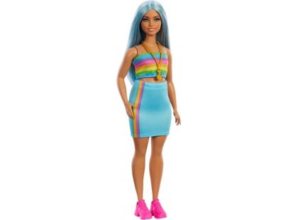 Mattel Barbie modelka tyrkysová sukně a top s duhou