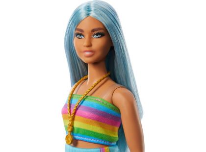 Mattel Barbie modelka tyrkysová sukně a top s duhou