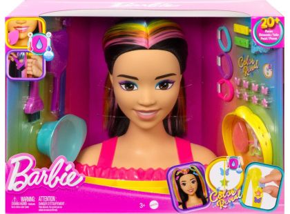 Mattel Barbie neonově duhová česací hlava černovláska
