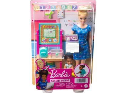 Mattel Barbie povolání herní set s panenkou učitelka v modrých šatech