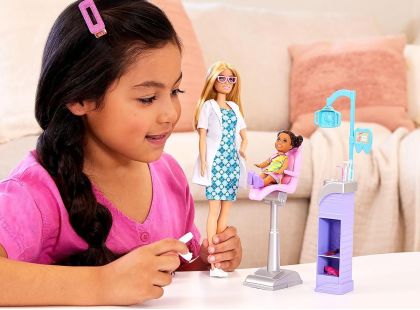 Mattel Barbie povolání herní set s panenkou zubařka blondýnka - Poškozený obal