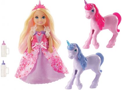 Mattel Barbie princezna Chelsea a hříbátko jednorožce
