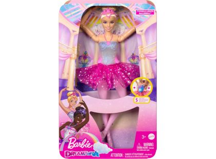 Mattel Barbie svítící magická baletka s růžovou sukní 31 cm - Poškozený obal