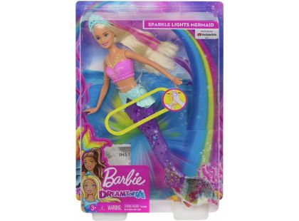 Mattel Barbie svítící mořská panna s pohyblivým ocasem běloška - Poškozený obal
