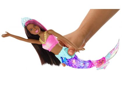Mattel Barbie svítící mořská panna s pohyblivým ocasem černoška