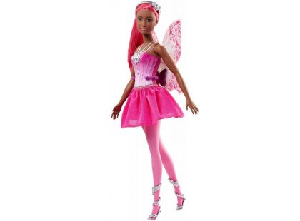 Mattel Barbie Víla černoška růžové vlasy