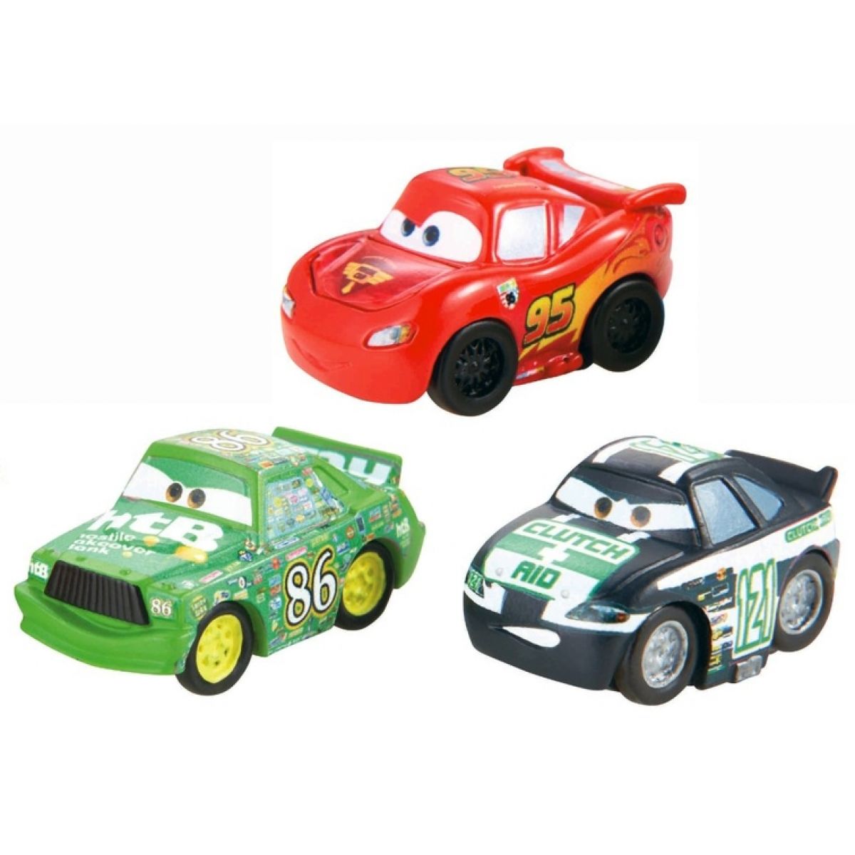 Mattel Cars Micro Drifters 3ks - W7163 Clutch Aid, McQueen, Chick Hicks