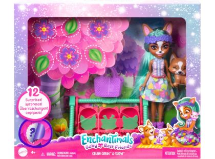 Mattel Enchantimals panenka a miminka Crizia Corgiová 15 cm