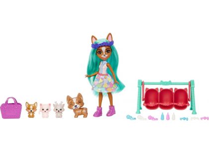 Mattel Enchantimals panenka a miminka Crizia Corgiová 15 cm