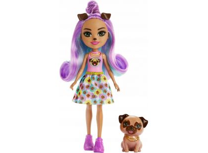Mattel Enchantimals panenka a zvířátko - Penna Mopslíková a Trusty 15 cm