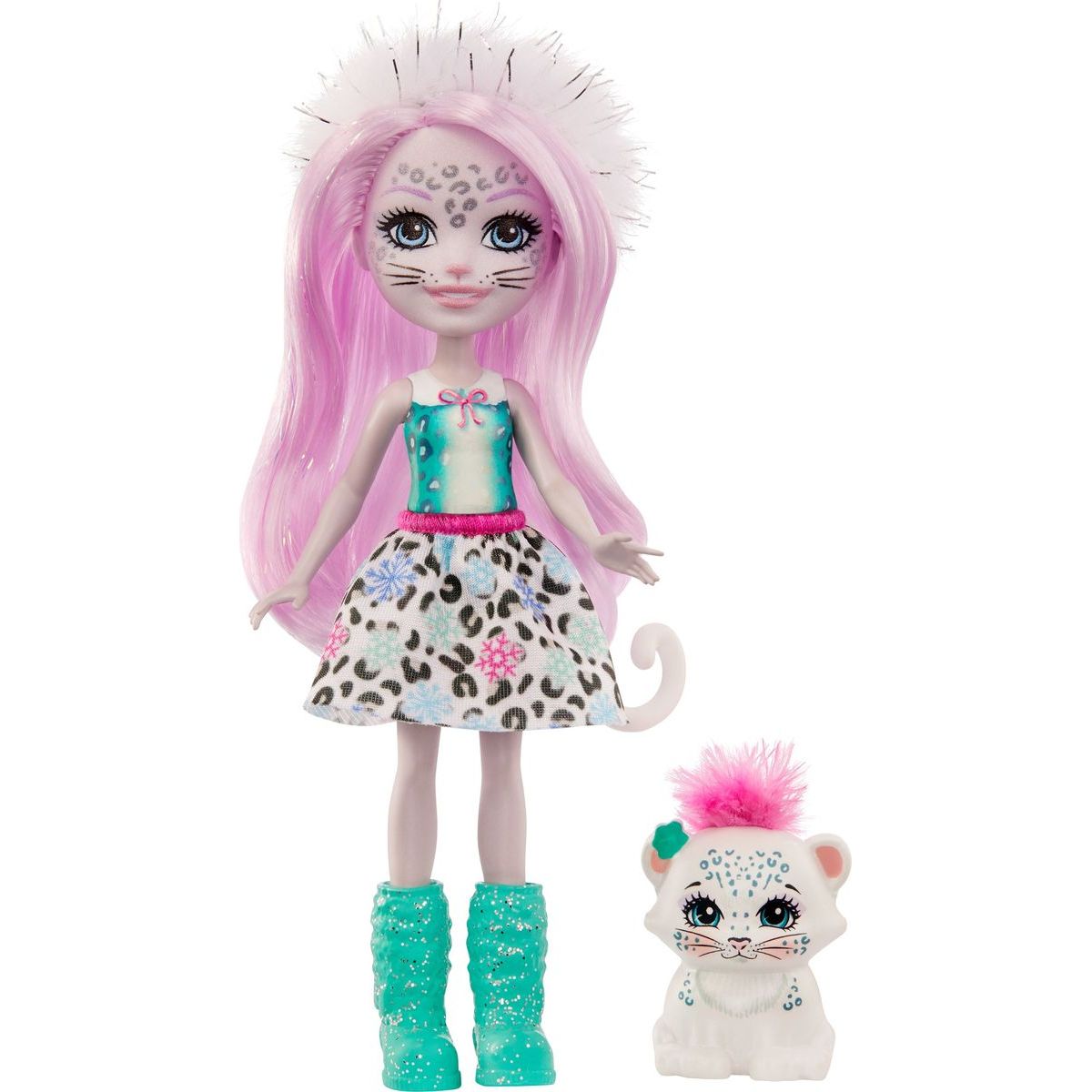 Mattel Enchantimals panenka a zvířátko Sybil Snow Leopard a Flake