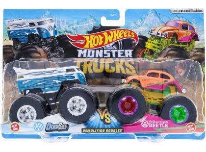 Mattel Hot Wheels Monster trucks demoliční duo Drag Bus a Volkswagen Beetle