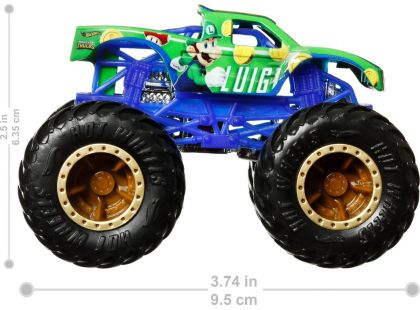 Mattel Hot Wheels Monster Trucks tematický truck 9 cm Luigi