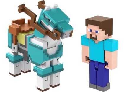 Mattel Minecraft 8 cm figurka dvojbalení Steve and Armored Horse - Poškozený obal