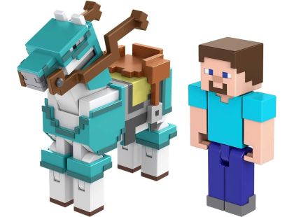 Mattel Minecraft 8 cm figurka dvojbalení Steve and Armored Horse - Poškozený obal