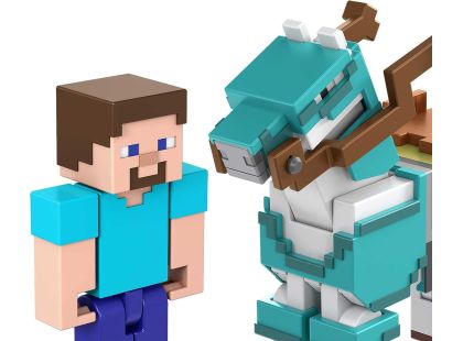 Mattel Minecraft 8 cm figurka dvojbalení Steve and Armored Horse - Poškozený obal