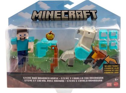 Mattel Minecraft 8 cm figurka dvojbalení Steve and Armored Horse - Poškozený obal