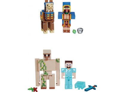Mattel Minecraft 8 cm figurka dvojbalení Steve and Iron Golem - Poškozený obal
