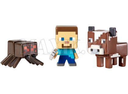 Mattel Minecraft minifigurka 3ks - Cow, Steve a Spider