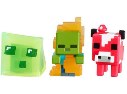 Mattel Minecraft minifigurka 3ks - Mooshroom, Zombie in Flames and Slime Cube