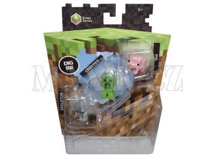 Mattel Minecraft minifigurka 3ks - Skeleton, Pig and Creeper