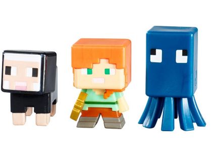 Mattel Minecraft minifigurka 3ks - Squid, Alex and Black Sheep