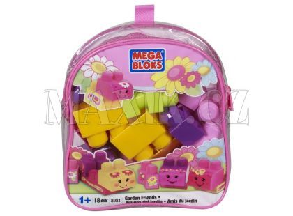Megabloks Kostky v pytli 18 kostek - růžové květiny