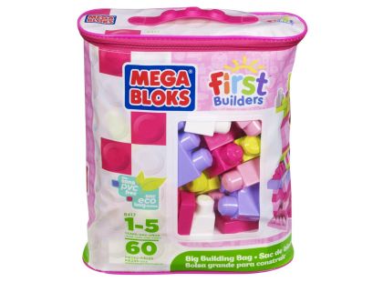 Megabloks Kostky v růžovém pytli 60 kostek - First Builders Megabloks Kostky v růžovém pytli 60 kostek - First Builders
