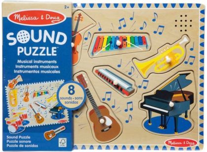 Melissa & Doug Puzzle dřevěné se zvuky Hudební nástroje 8 dílků