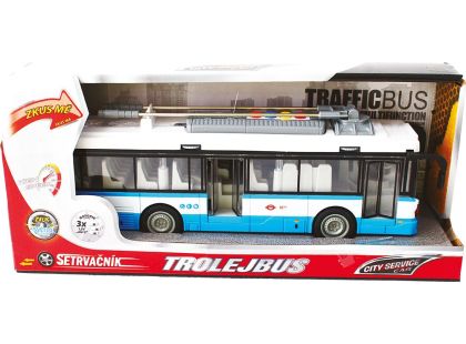 Městský trolejbus na setrvačník s osvětlením a zvukem - modrý