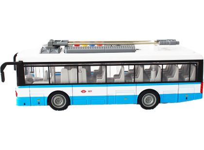 Městský trolejbus na setrvačník s osvětlením a zvukem - modrý