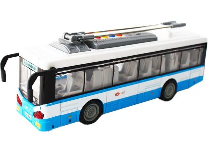 Městský trolejbus na setrvačník s osvětlením a zvukem - modrý