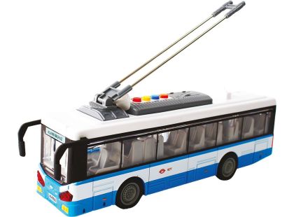 Městský trolejbus na setrvačník s osvětlením a zvukem - modrý