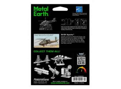 Metal Earth 3D Puzzle AH-64 Apache 41 dílků