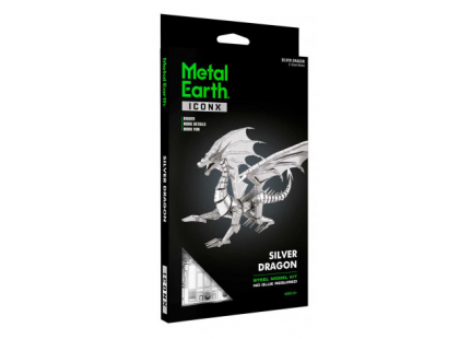 Metal Earth 3D Puzzle Big Silver Dragon Iconx 74 dílků