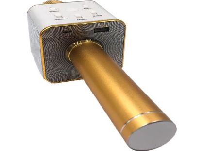 Mikrofon karaoke kov 25 cm nabíjení přes USB zlatý